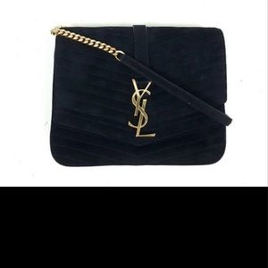 Suede Black Ysl Saint Laurent Gold small bag